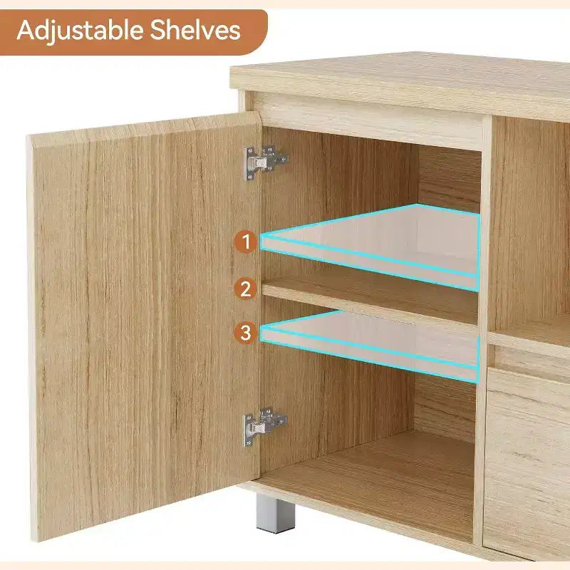Meuble TV en rotin et chêne