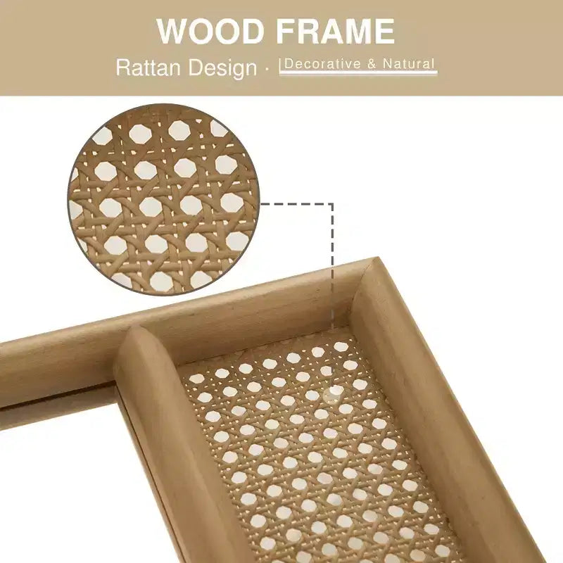 Miroir suspendu en osier à arche d'angle droit