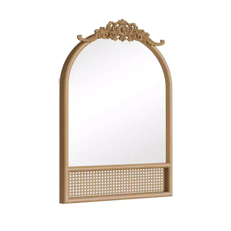 Miroir suspendu en osier à arche d'angle droit