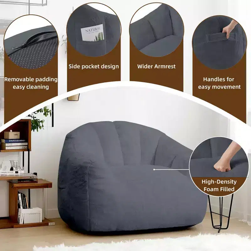 Pouf en fausse fourrure de lapin
