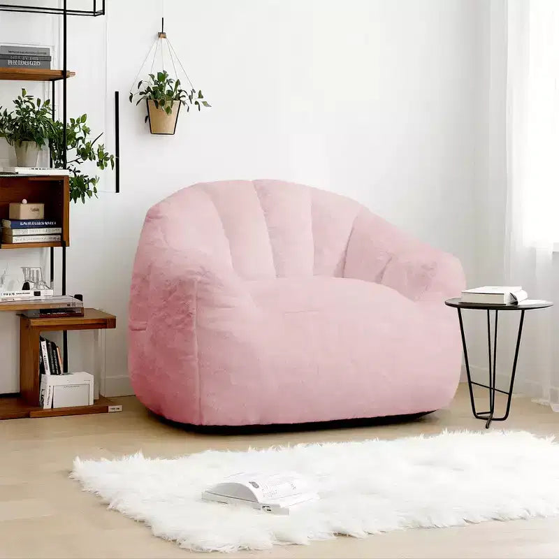Pouf en fausse fourrure de lapin