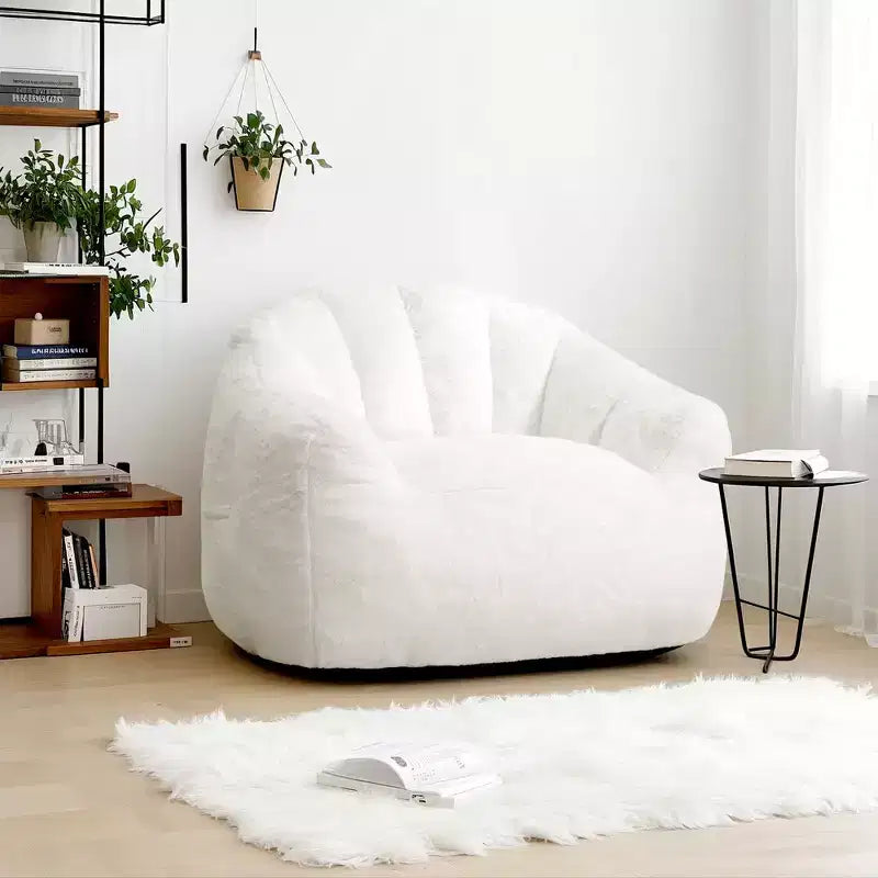 Pouf en fausse fourrure de lapin