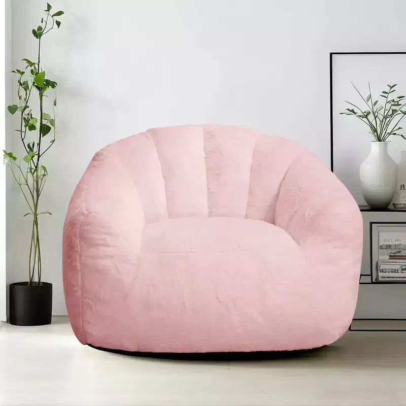 Pouf en fausse fourrure de lapin