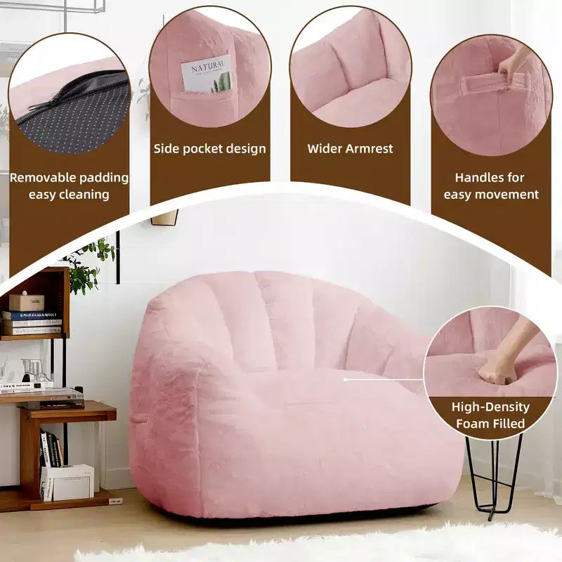 Pouf en fausse fourrure de lapin