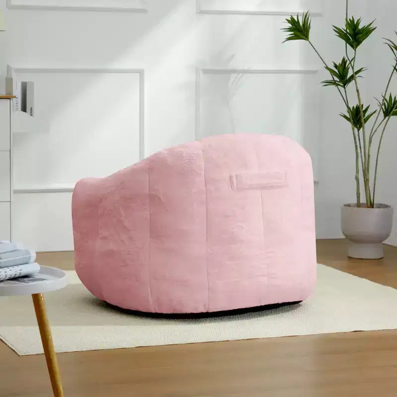 Pouf en fausse fourrure de lapin