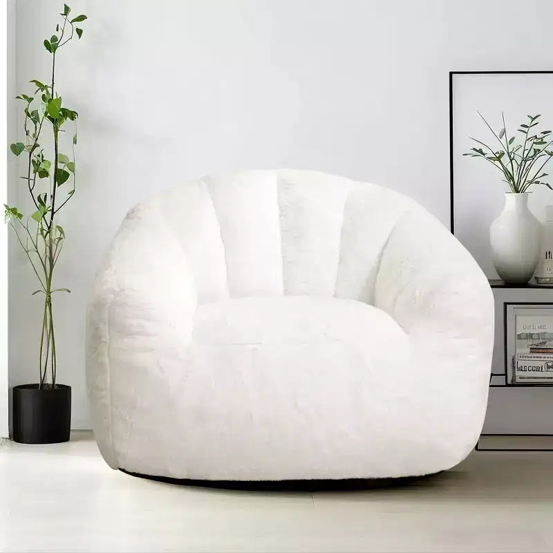 Pouf en fausse fourrure de lapin