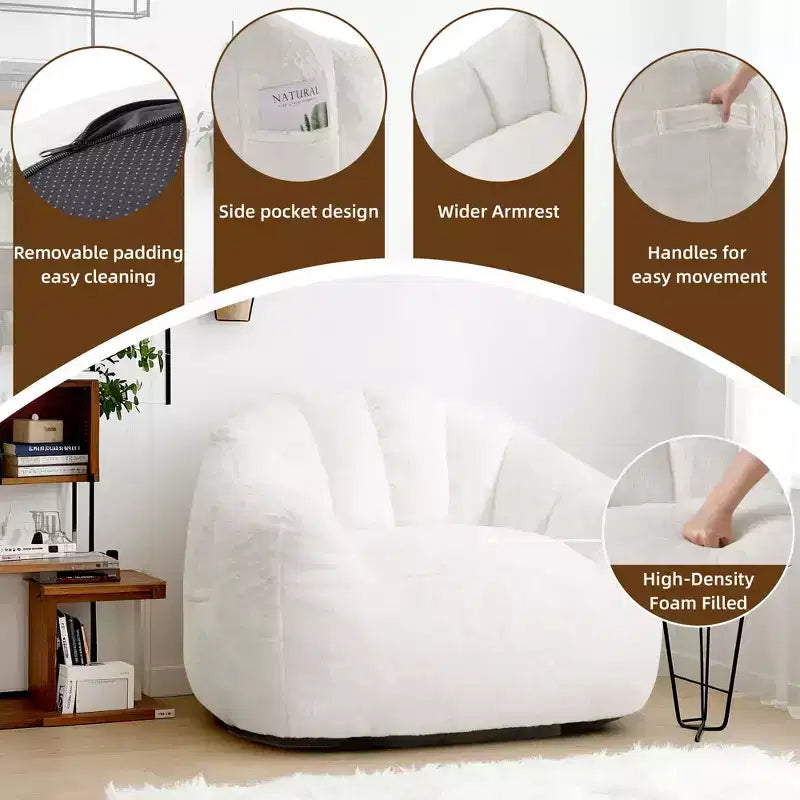 Pouf en fausse fourrure de lapin