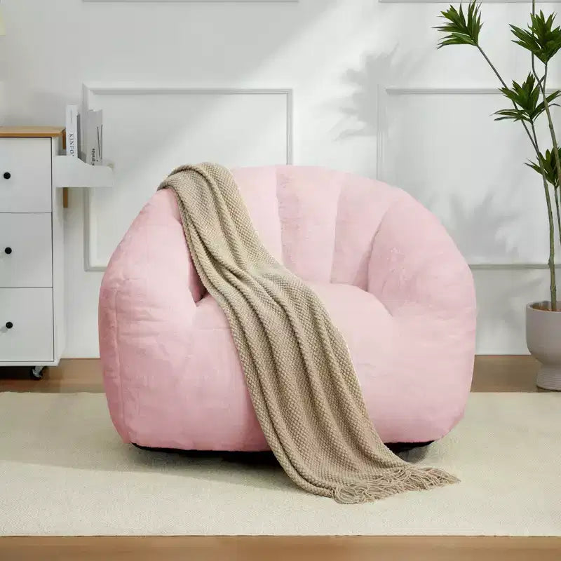 Pouf en fausse fourrure de lapin