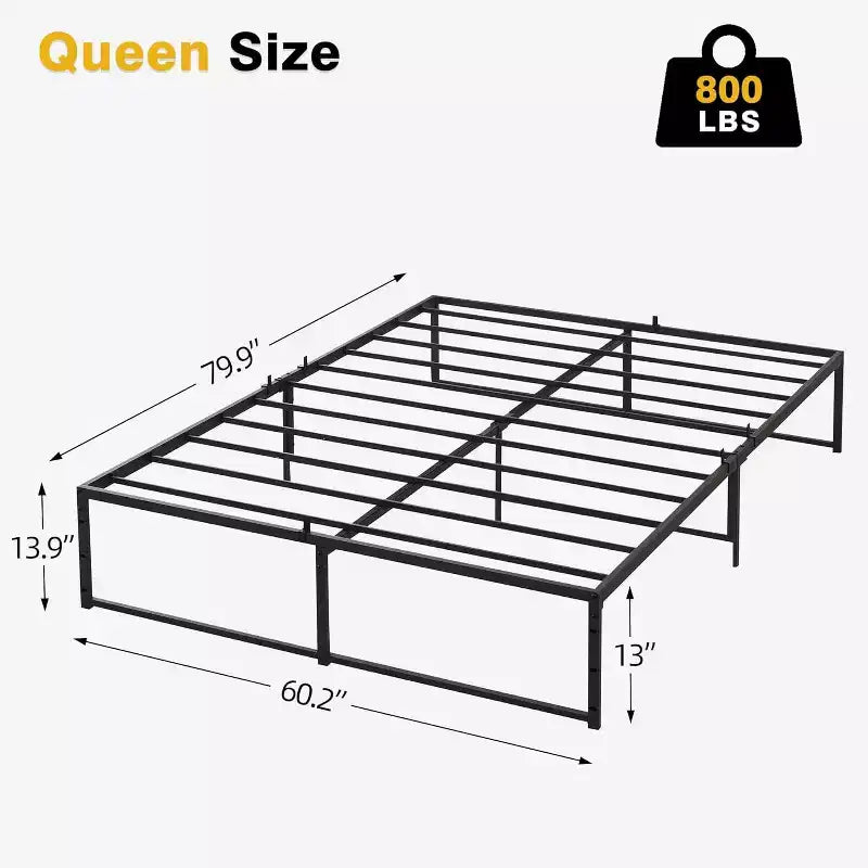 Cadre de lit plateforme métallique queen size