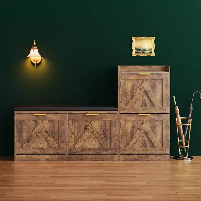 Meuble à chaussures de style campagnard avec banc