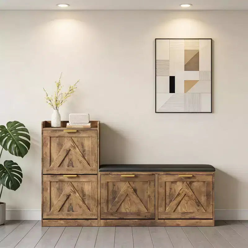 Meuble à chaussures de style campagnard avec banc
