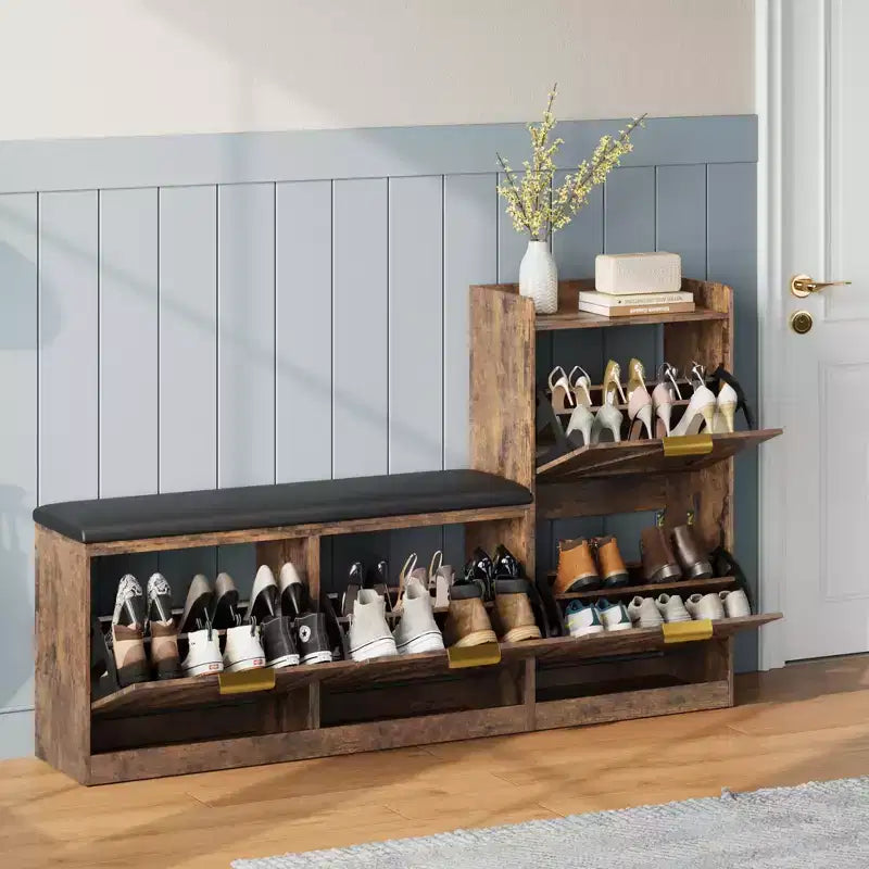 Meuble à chaussures de style campagnard avec banc