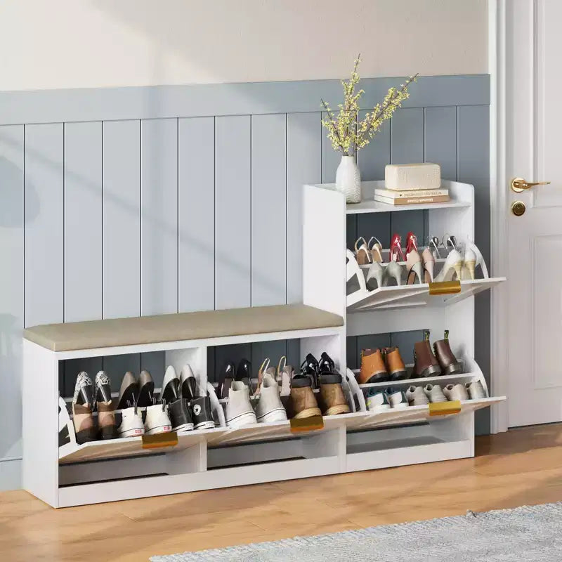 Meuble à chaussures de style campagnard avec banc