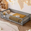 Bellemave Floor Bed with Safety Guardrails,Pine Floor Bed Frame with Door for Kids,No Box Spring Needed