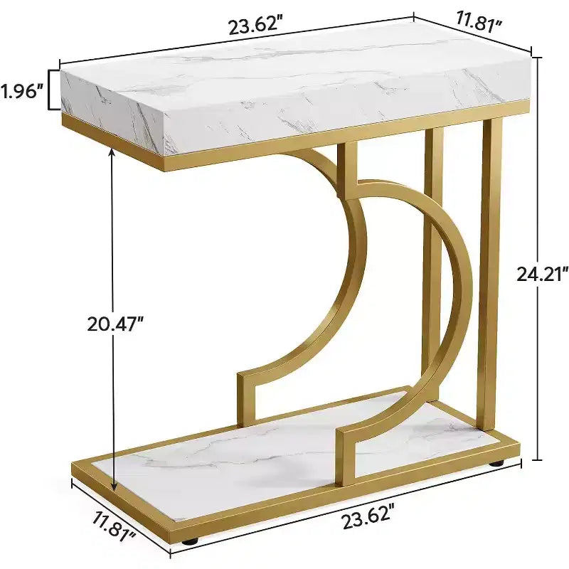 Table d'appoint étroite en forme de C