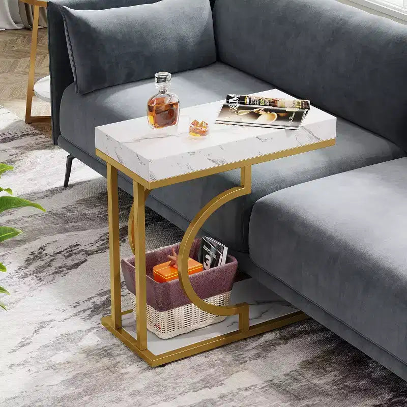 Table d'appoint étroite en forme de C