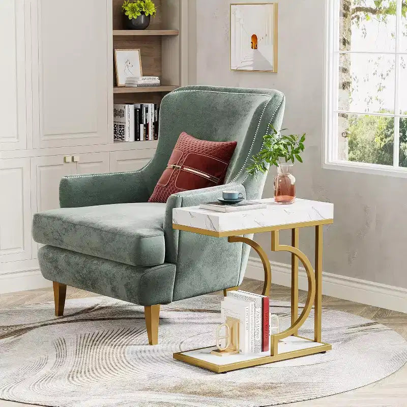 Table d'appoint étroite en forme de C