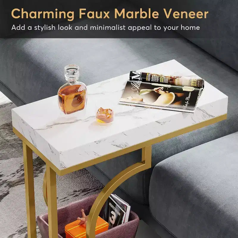 Table d'appoint étroite en forme de C