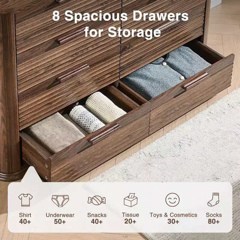 Armoire de chambre moderne avec huit tiroirs