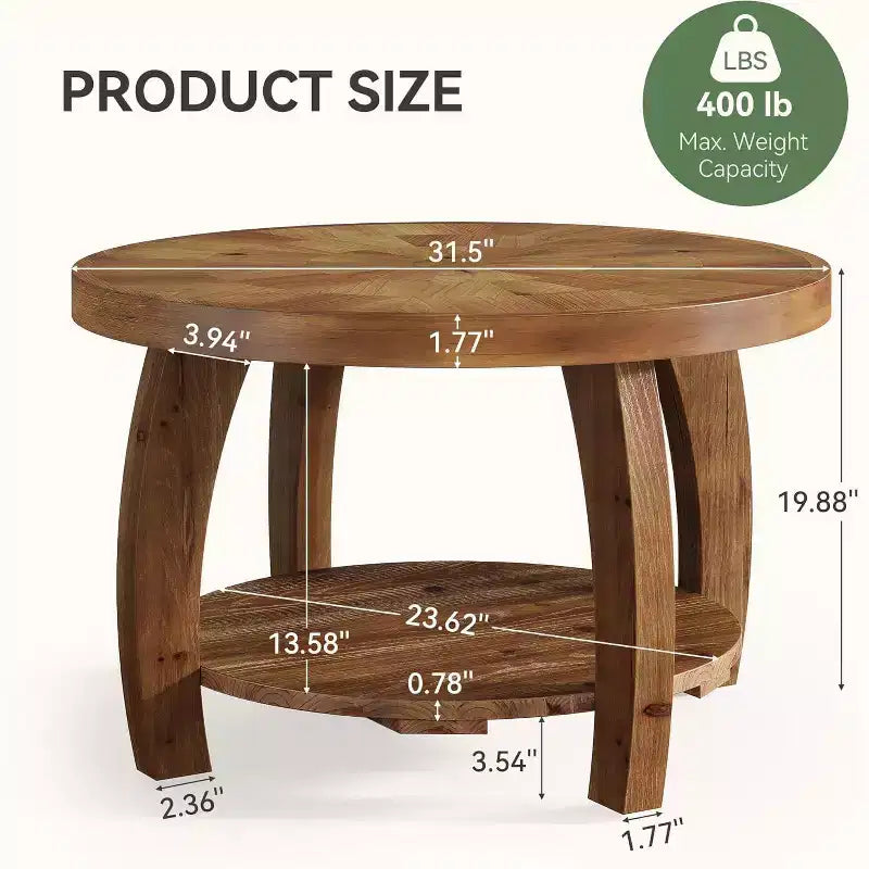 Table basse ronde en bois massif