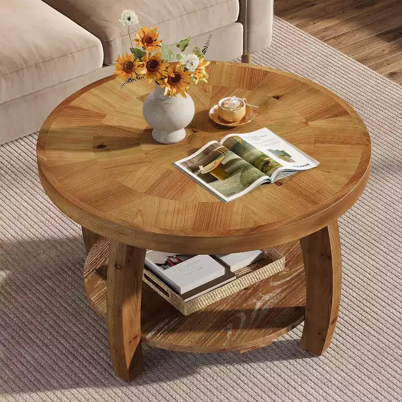 Table basse ronde en bois massif