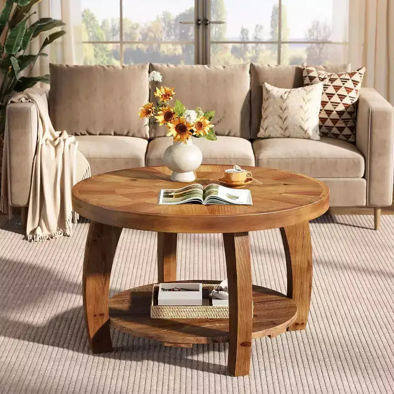 Table basse ronde en bois massif