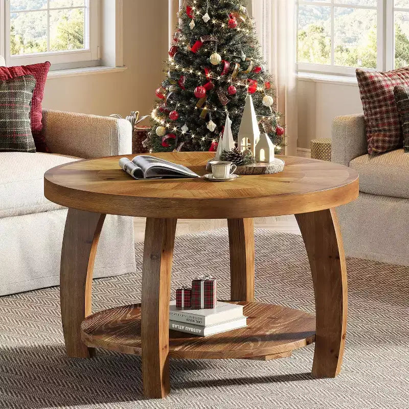 Table basse ronde en bois massif