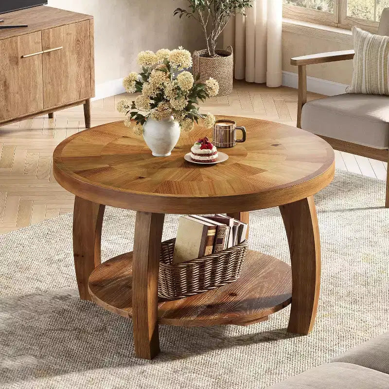 Table basse ronde en bois massif