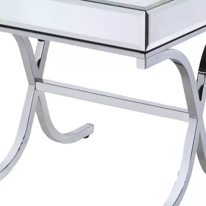 Table d'appoint miroir carré en verre transparent