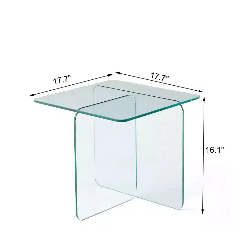 Table d'appoint carrée en verre trempé moderne