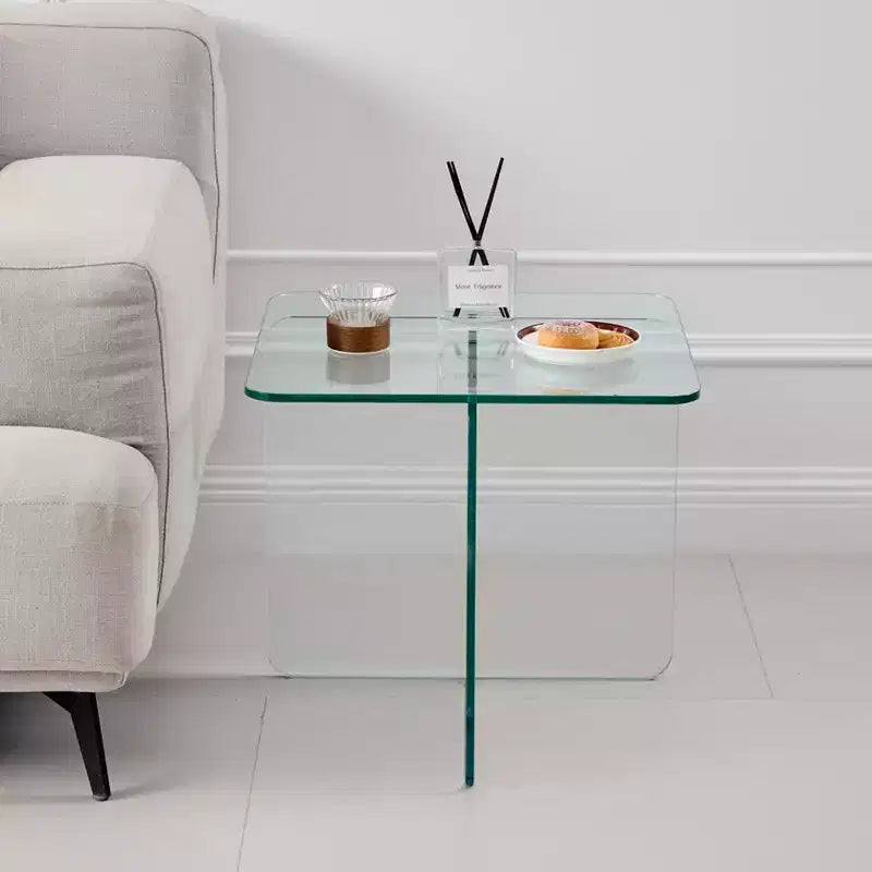 Table d'appoint carrée en verre trempé moderne