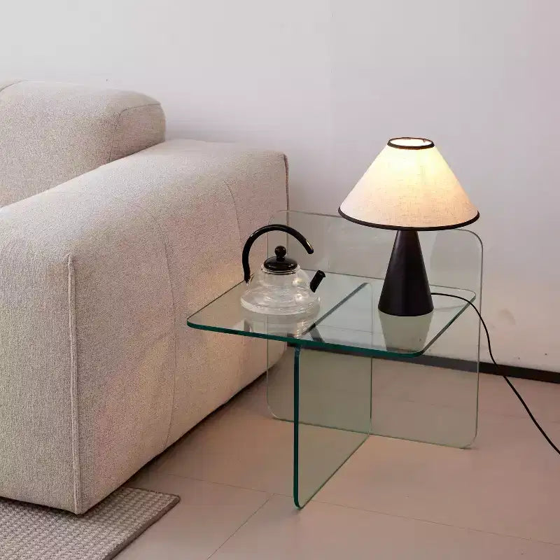 Table d'appoint carrée en verre trempé moderne