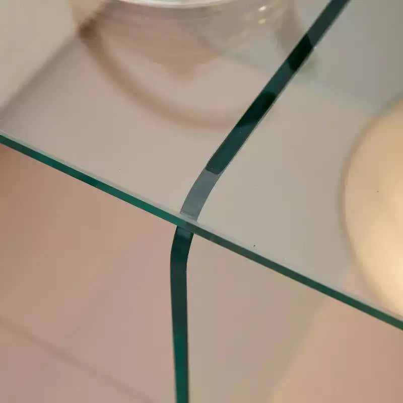 Table d'appoint carrée en verre trempé moderne