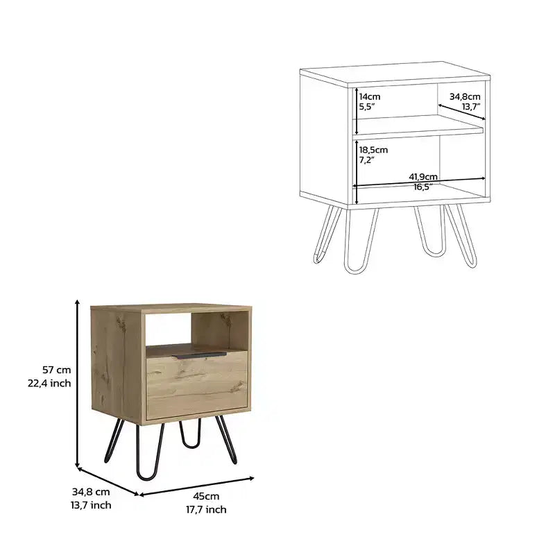Table de chevet en bois beige