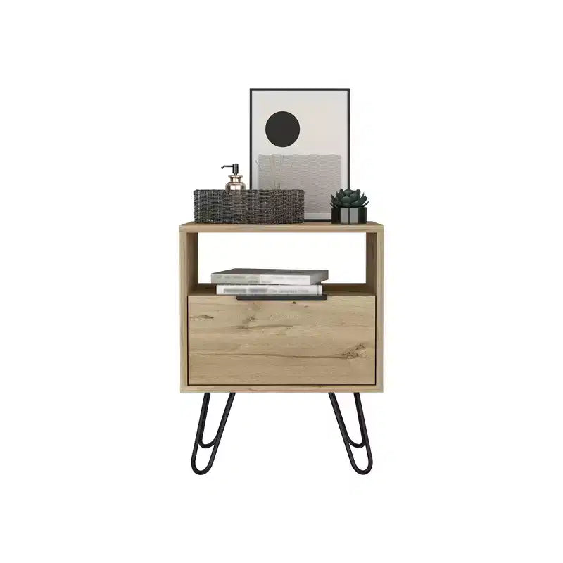Table de chevet en bois beige