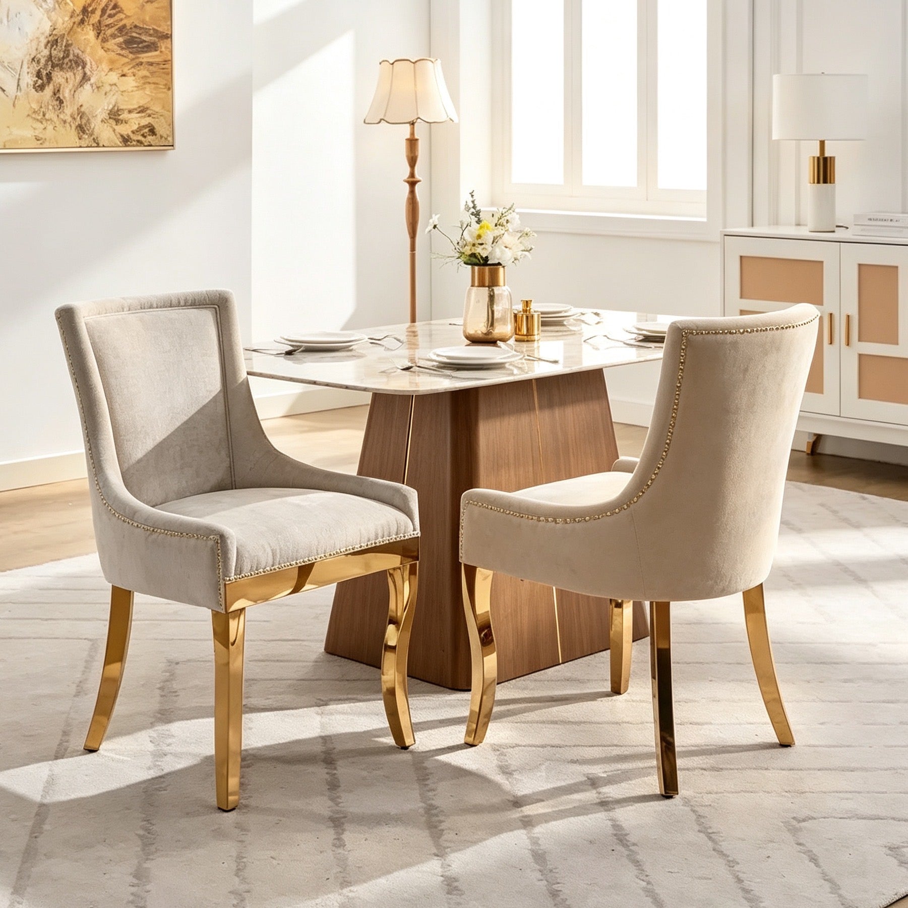 Chaise de salle à manger moderne en chenille